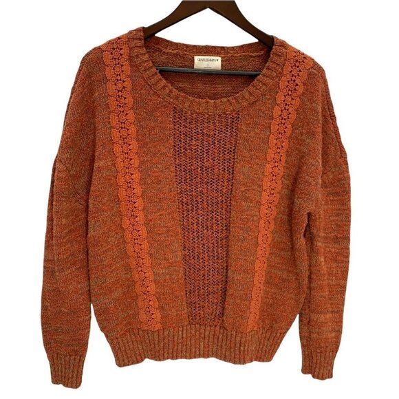 𝅺gentle Fawn Slub Sweater Multi Textured Lace Insert Pullover Sweater Sz S - Picture 2 of 11